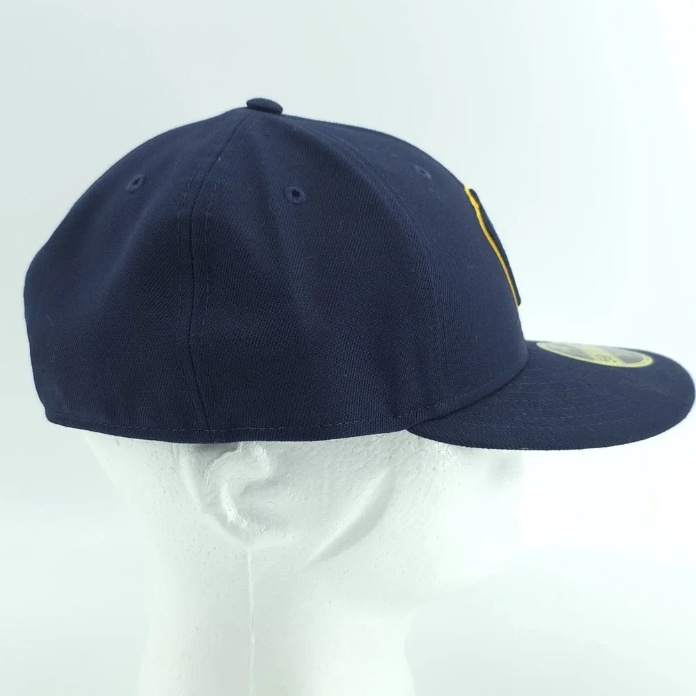 New Era 59Fifty Milwaukee Brewers Navy Blue Fitted  7‎ 7/8 Low Profile Hat NEW
